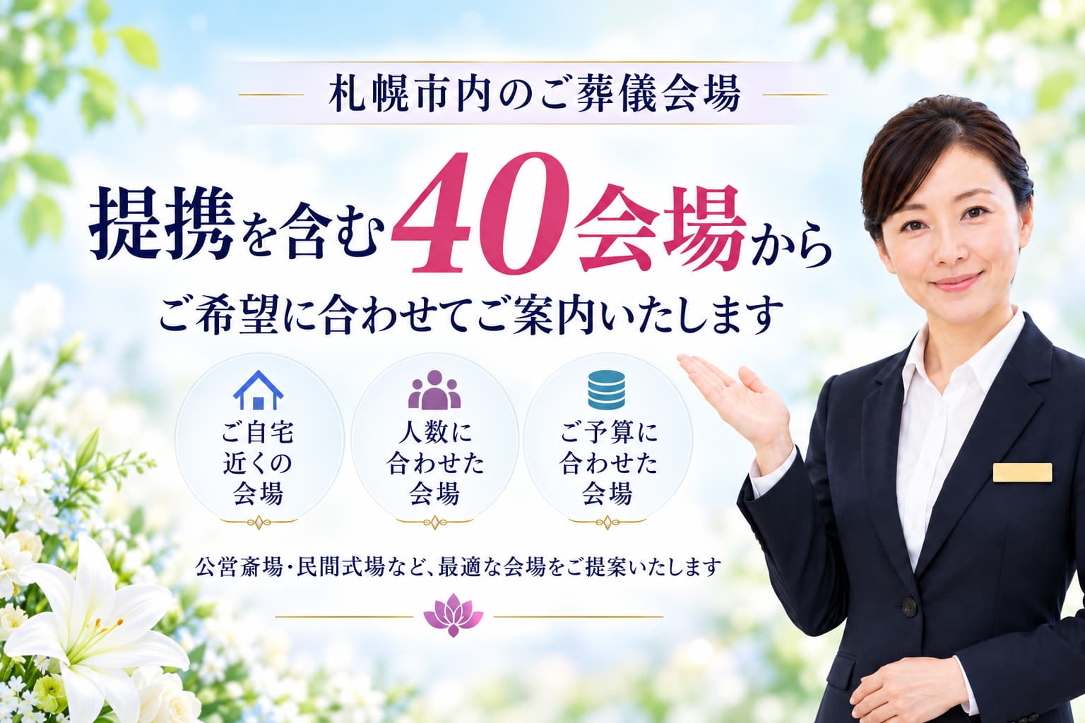 札幌市で提携会場を含む40の会場からご案内します